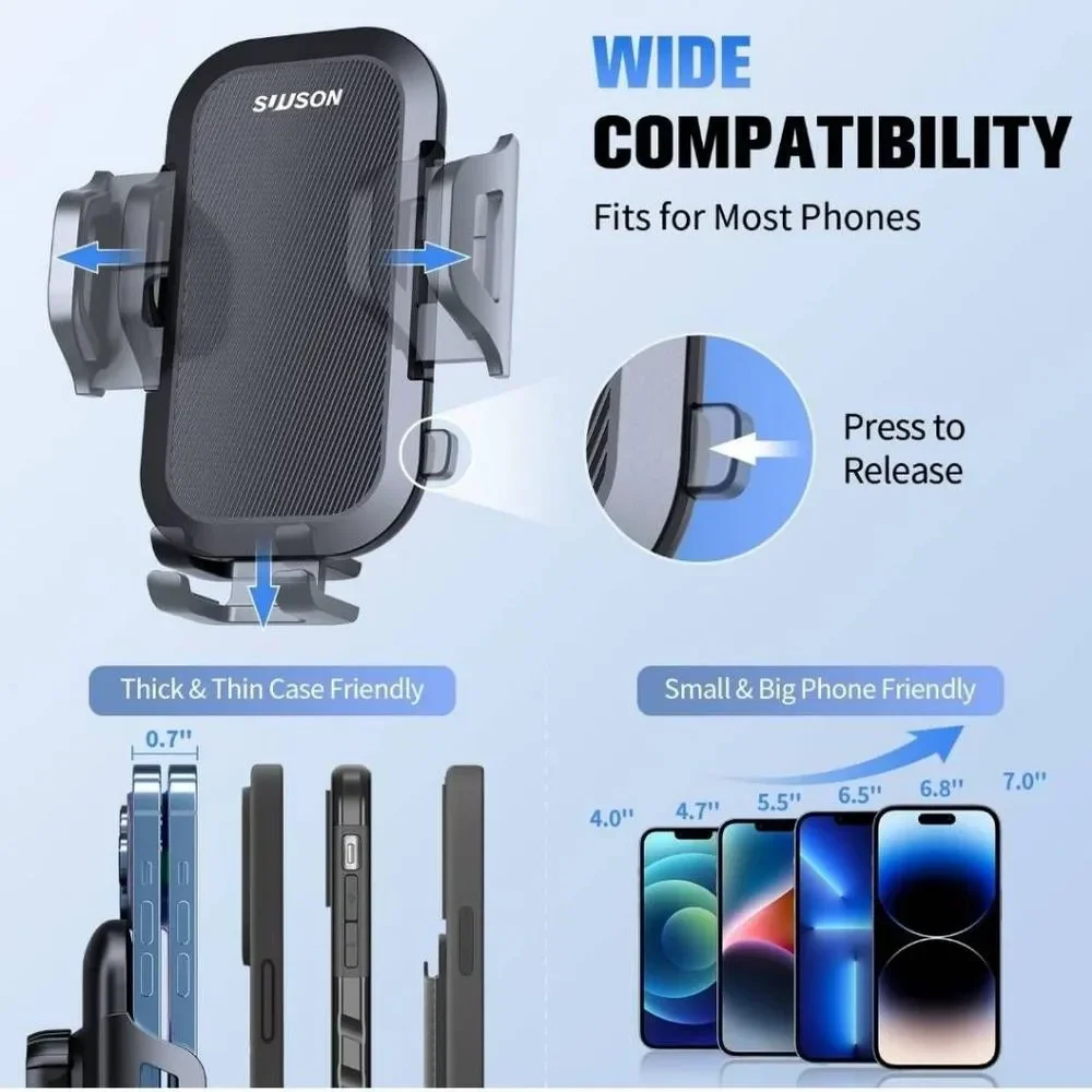 Car Phone Holder Mount Dashboard Windshield Air Vent 3 in 1 Hand Free